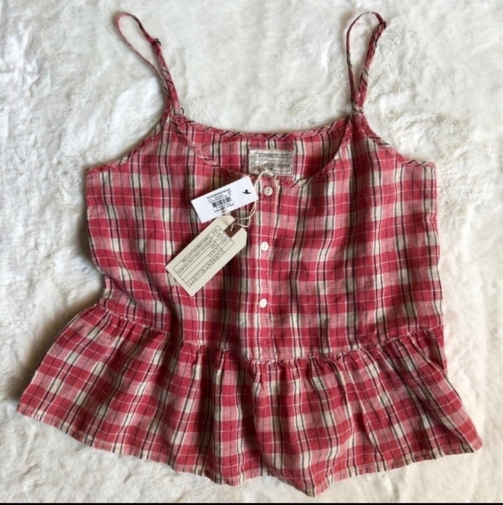 Current/Elliott Workwear Plaid Peplum Tank